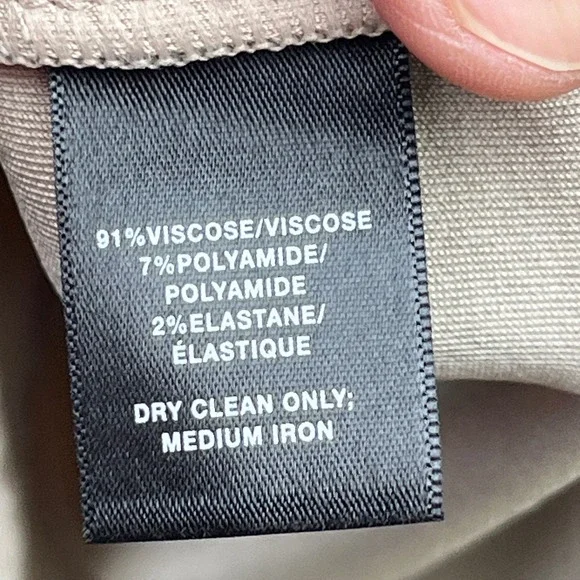 Lafayette 148 New York Drawstring Waist Dress Medium Beige V-Neck Dolman Pockets - Picture 8 of 12